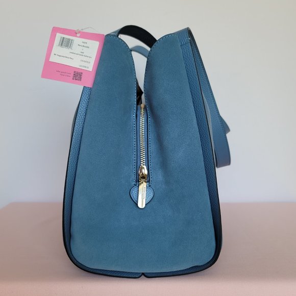 KATE SPADE Knott LARGE Pebbled Leather & Suede Shoulder Bag-Manta Blue⭐ - Picture 10 of 16